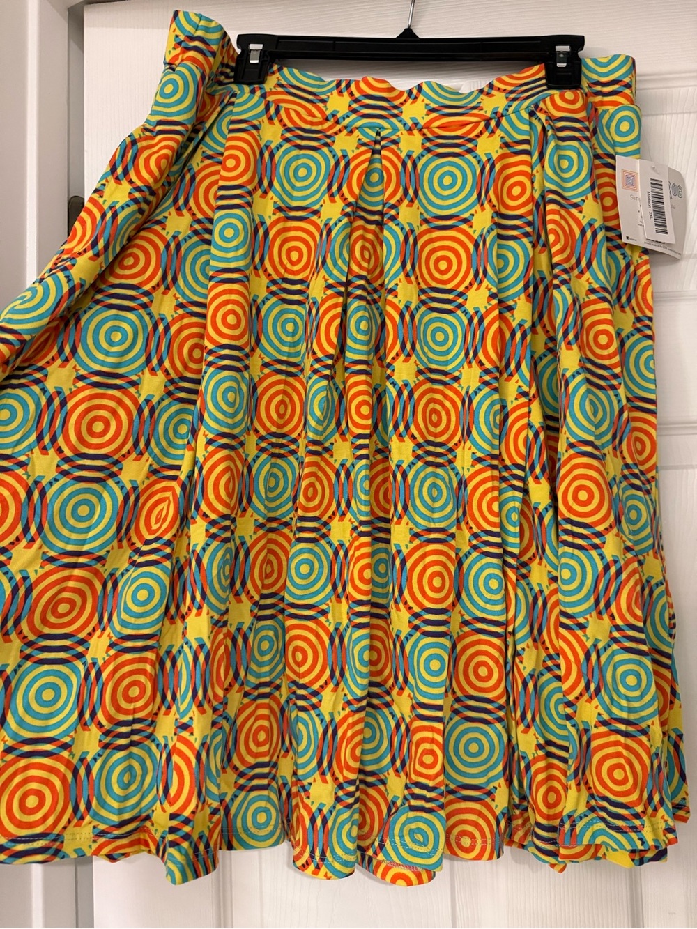 Lularoe Madison Yellow Geometric Print Pleated Midi Skirt